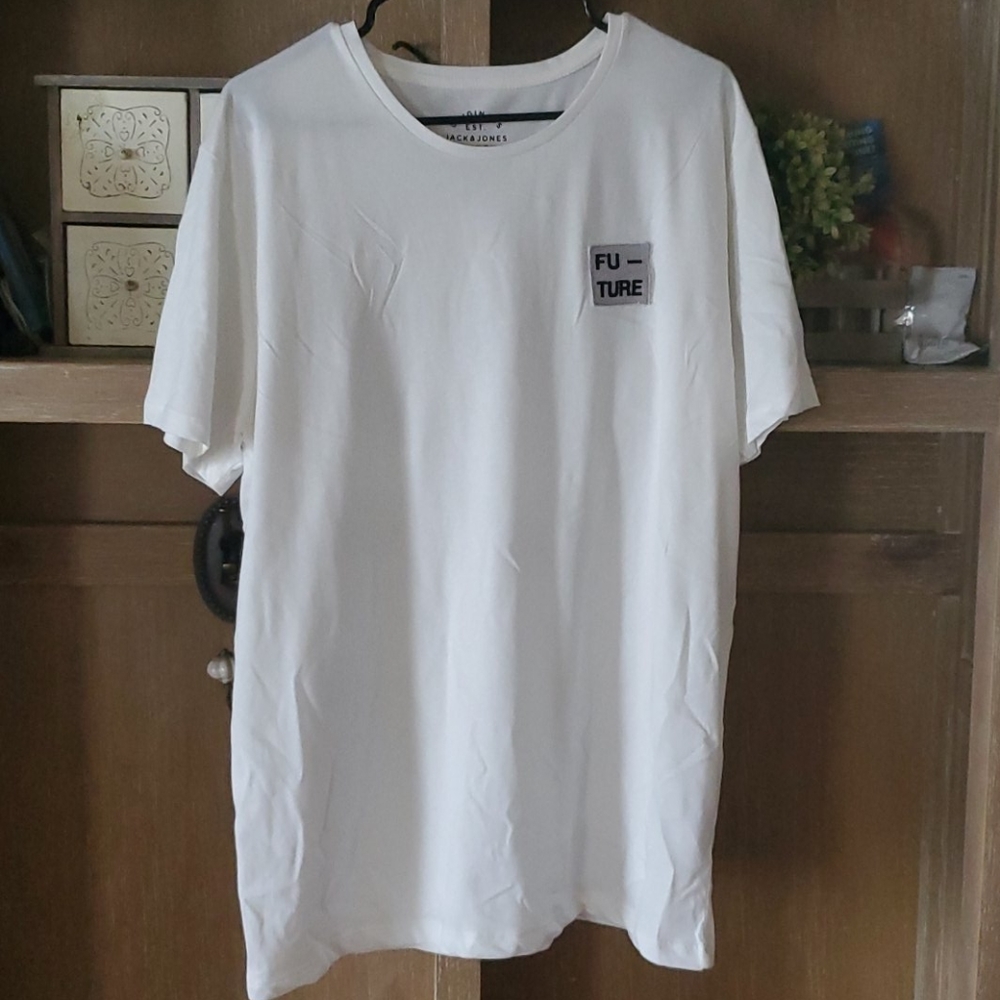 Jack n Jones white tee with removable patch